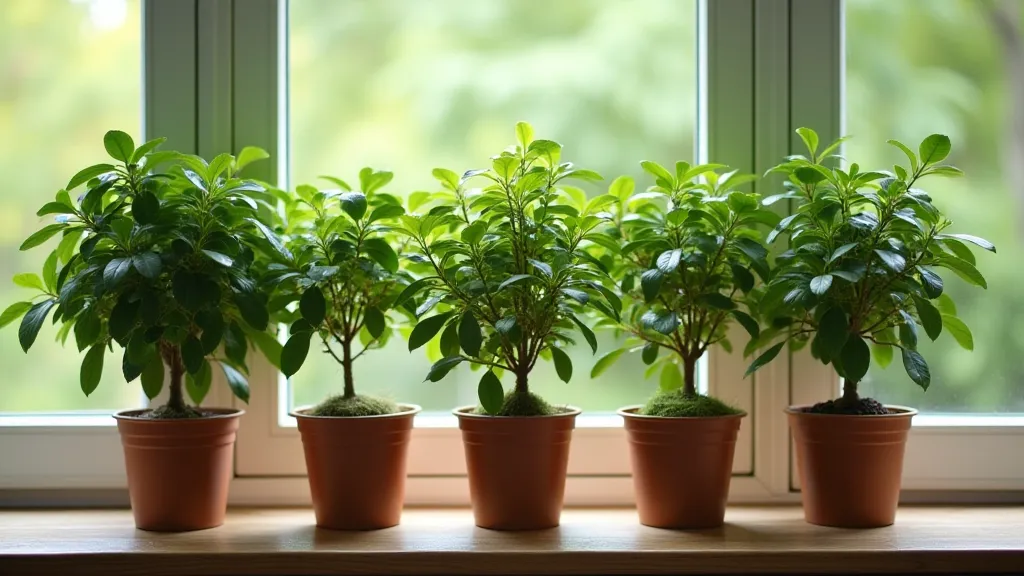 Group of dwarf citrus trees