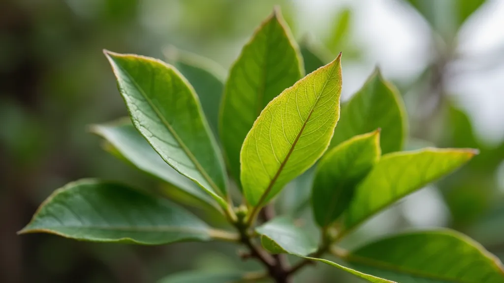 Detail of a citrus leaf showing signs of stress