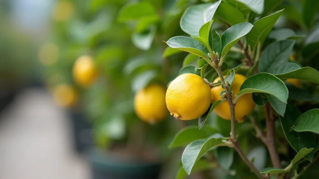 Healthy dwarf lemon tree indoors