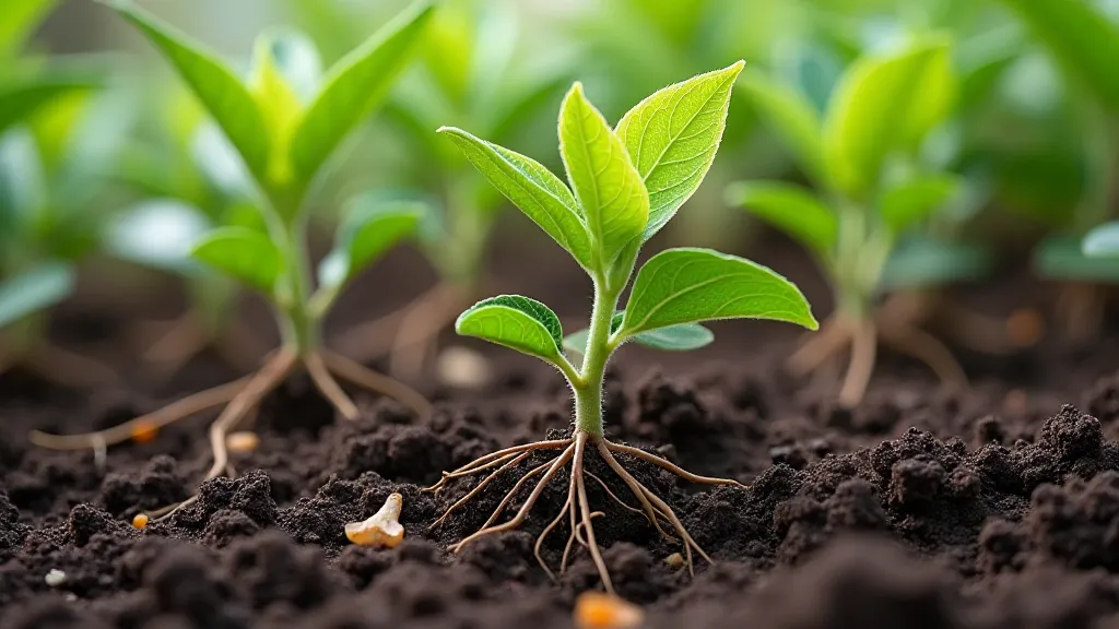 Healthy citrus roots in soil