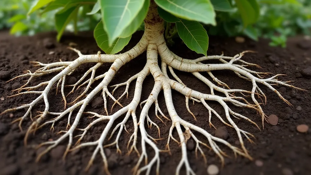 Healthy citrus tree root system