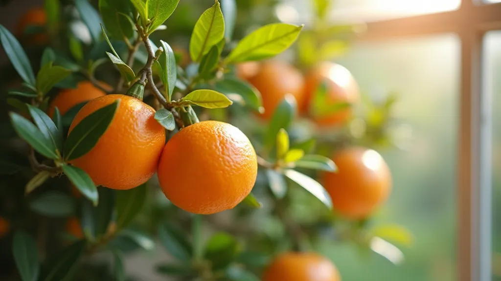 Dwarf citrus tree growing indoors