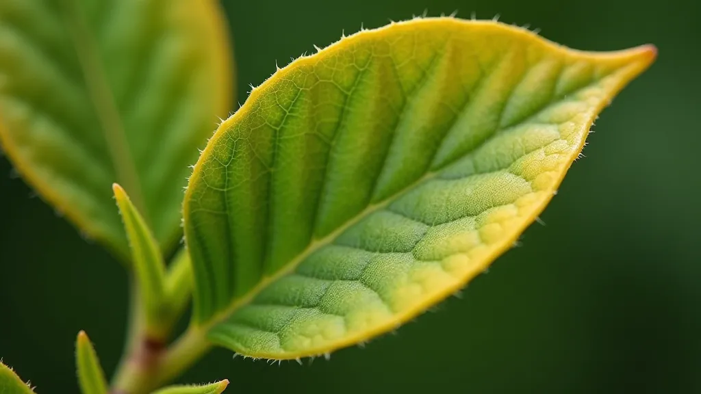 Kumquat tree leaf with yellow edges