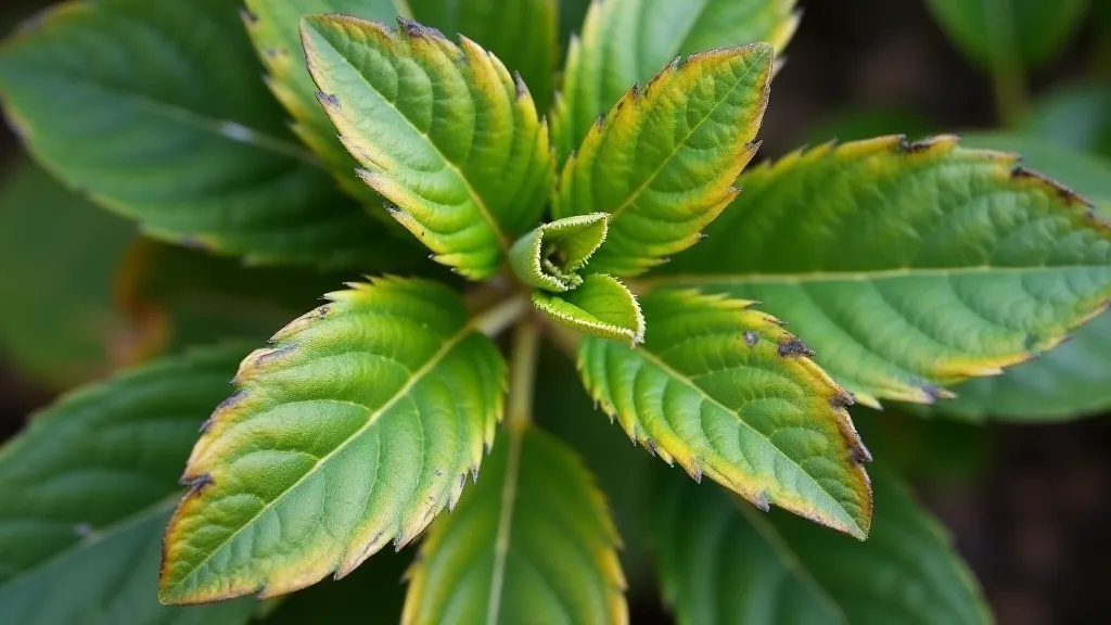 Yellowing leaves due to nitrogen deficiency