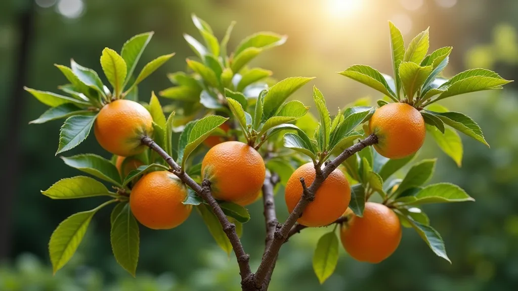 A pruned dwarf orange tree with good airflow