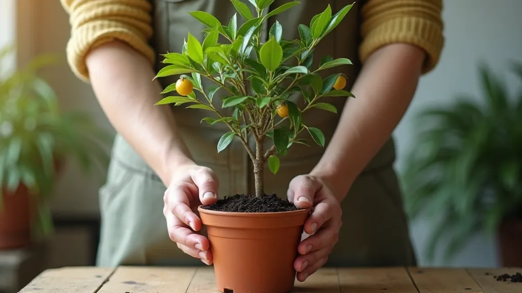 Repotting a citrus tree