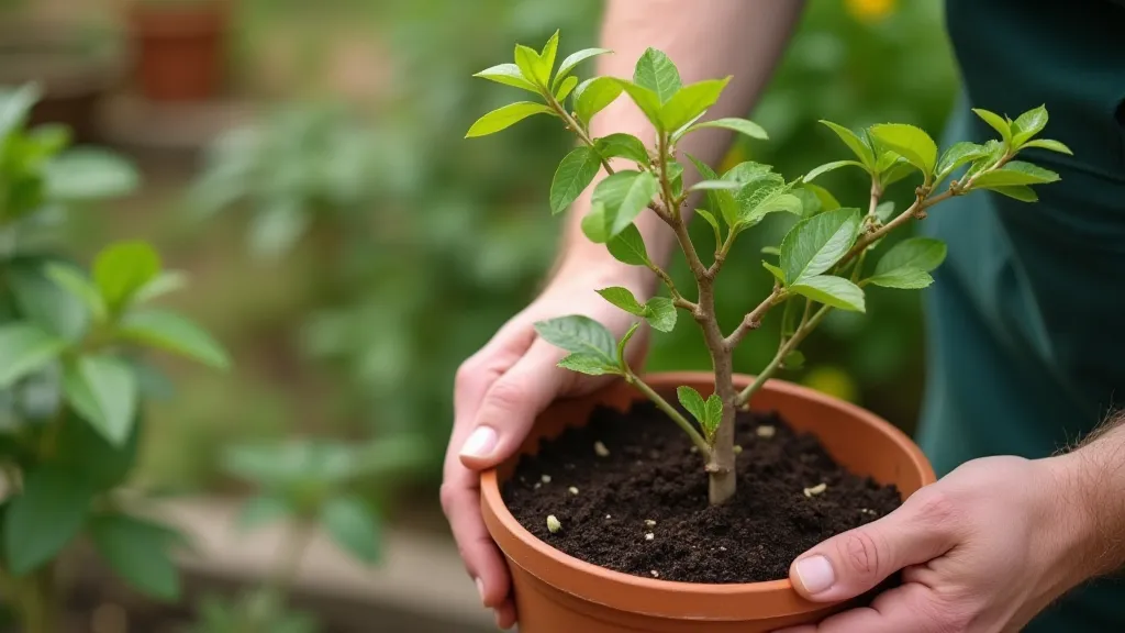 Repotting dwarf citrus tree